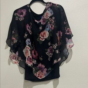Apt. 9 Black Floral Chiffon Blouse